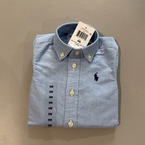 Baby Polo Blue Long Sleeve Button Down Size 6mos NWT